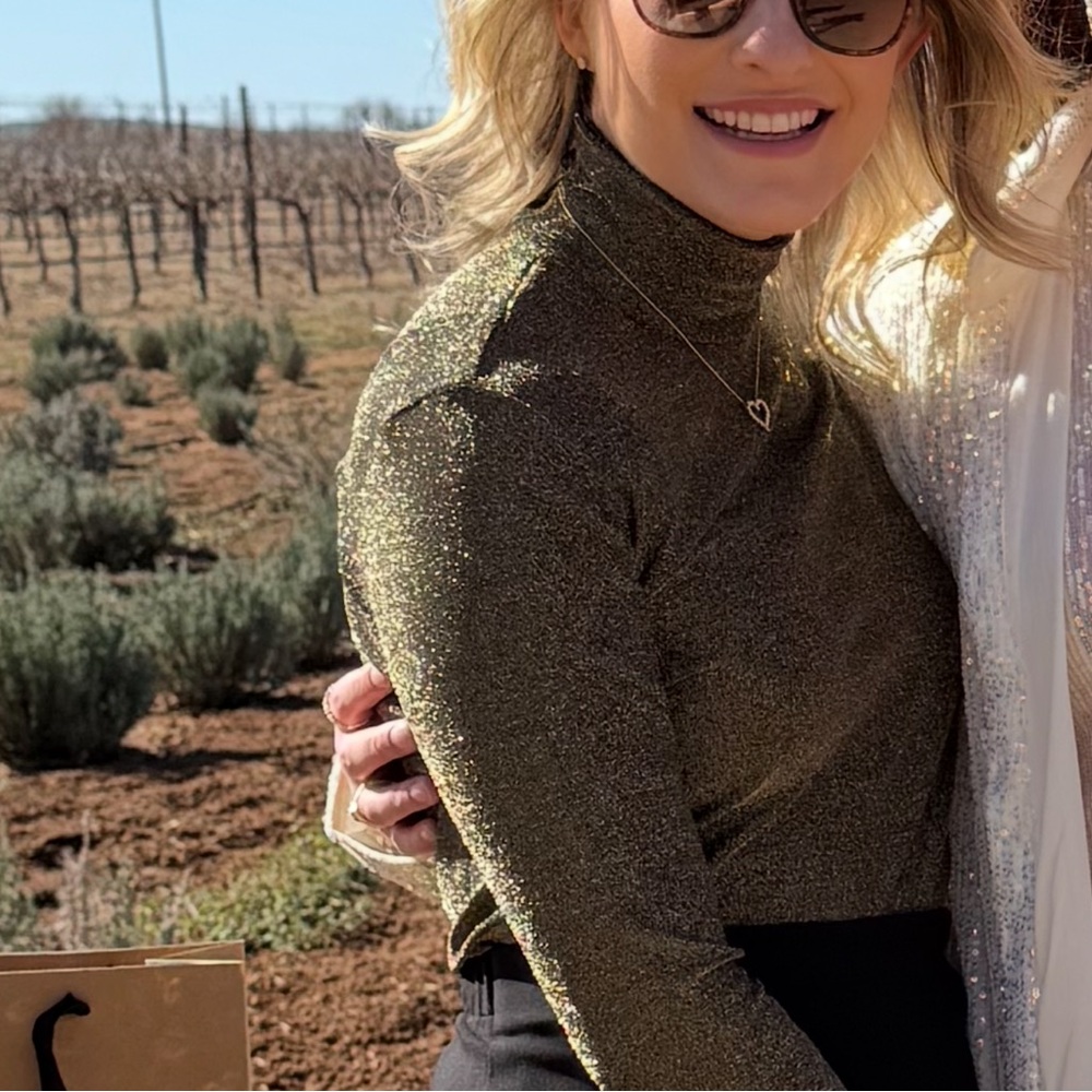 Long Sleeve Gold Glitter Top